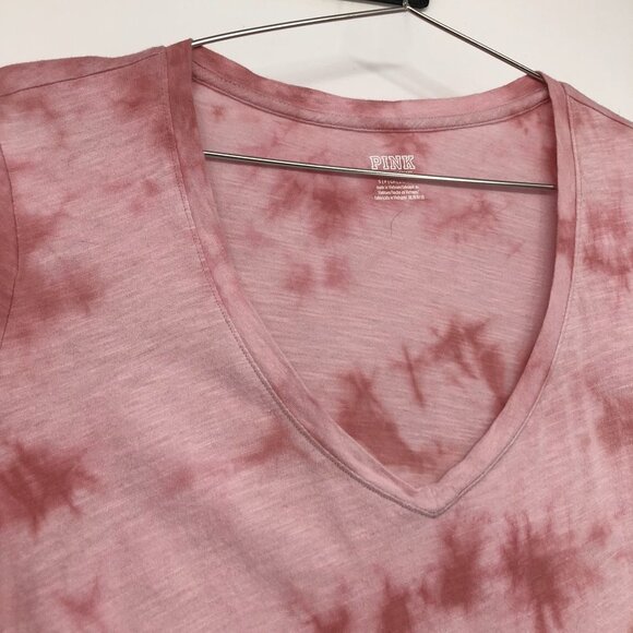 Victoria’s Secret Pink red and pink  tie dye vneck t-shirt - Picture 4 of 12